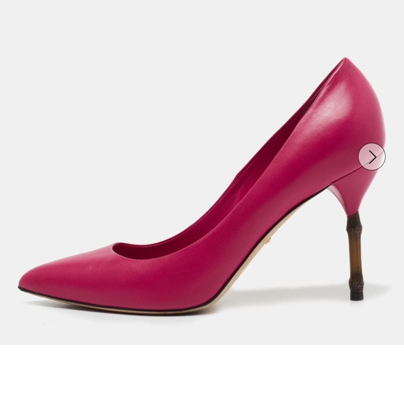Gucci Fuchsia Pink Leather Bamboo Heel Pumps - Picture 3 of 6